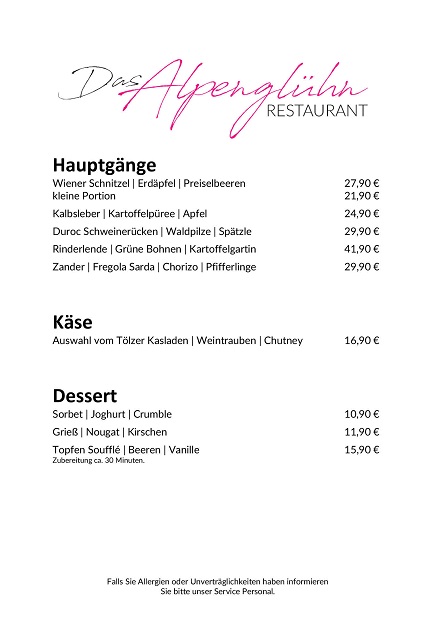 Das Alpenglühn Restaurant in Krün